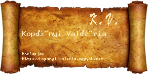 Kopányi Valéria névjegykártya