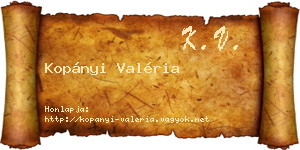 Kopányi Valéria névjegykártya